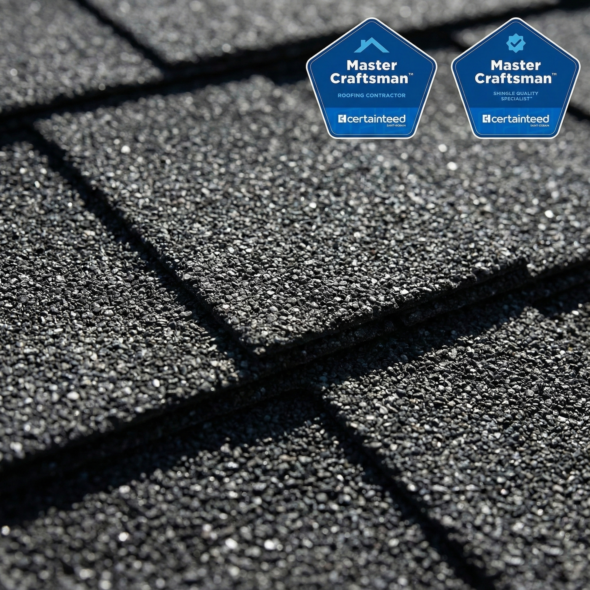 CertainTeed Master Craftsman charcoal architectural shingles close-up
